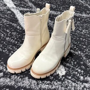 MIA Cream Ankle Boots with Zipper